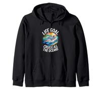 Life Goal Cruise All The Oceans Funny Cruising Vacation Zip Hoodie