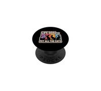 Life Goal Pet All The Cats Funny Retro Cat Lover PopSockets Adhesive PopGrip