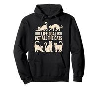 Life Goal Pet All The Cats Funny Retro Cat Lover Pullover Hoodie