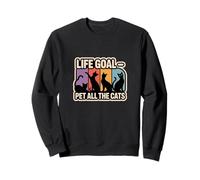 Life Goal Pet All The Cats Funny Retro Cat Lover Sweatshirt