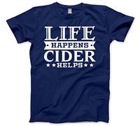 Life Happens Cider Helps Men's Unisex T-Shirt - Funny Drink Cider Drinker English Cider Lover Bottle Brewer - 3XL Navy