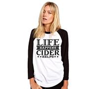 Life Happens Cider Helps Women's Baseball Top - White/Black Large