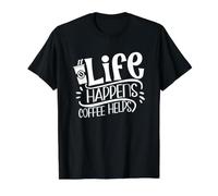 Life Happens Coffee Helps Caffeine Addict Funny Value Graphic T-Shirt, Men, Black, L