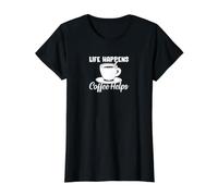 Life Happens Coffee Helps Coffee Lovers Quote Value Graphic T-Shirt, Women, Black, M