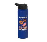 Life Happens Donuts Make It Better Funny Donut Stainless Steel Insulated Water Bottle