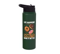 Life Happens Donuts Make It Better Funny Donut Stainless Steel Insulated Water Bottle