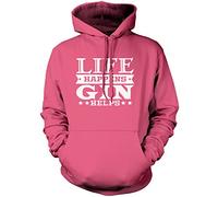 Life Happens Gin Helps Unisex Hoodie - Pink Large