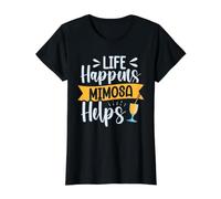 Life Happens - Mimosa Helps Value Graphic T-Shirt, Women, Black, M