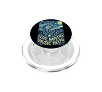 Life Happens Music Helps Starry Sky Treble Clef PopSockets PopGrip for MagSafe