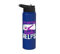 Life Happens Pilates Helps Workout Motivation Stainless Steel Insulated Water Bottle