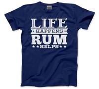 Life Happens Rum Helps Men's Unisex T-Shirt - Funny Drink Rum Drinker Rum Lover Bottle Glass - 6XL Navy