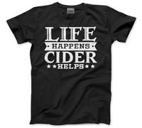Life Happens Rum Helps Men's Unisex T-Shirt - Funny Drink Rum Drinker Rum Lover Bottle Glass - L Black
