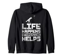 Life Happens Stargazing Helps Stargazer Astronomy Night Sky Zip Hoodie