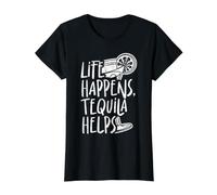 Life Happens, Tequila Helps Value Graphic T-Shirt, Women, Black, M