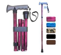 Life Healthcare Walking Stick Comfort Gel Handle For Arthritis, For Elderly Disabled, Folding Adjustable Height, Plain Black, Right Or Left Handed, With Non-Slip Rubber Tip, Wrist Strap, Lightweight