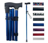 Life Healthcare Folding Walking Stick, Adjustable Aluminium Cane, Blue