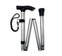 Life Healthcare Folding Walking Stick, Adjustable Aluminium Cane, Silver