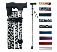 Life Healthcare Walking Stick for Women, for Elderly Or Disabled, Folding Adjustable Height, Leopard Print Pattern, Right Or Left Handed, Non-Slip Rubber Tip, Wrist Strap, Lightweight