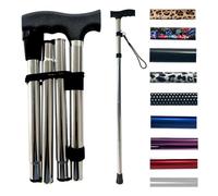 Life Healthcare Folding Walking Stick-Adjustable Height Lightweight Aluminium Cane for Elderly Disabled Men & Women-Non-Slip Rubber Tip Ergonomic Handle & Travel-Friendly Design (Silver)