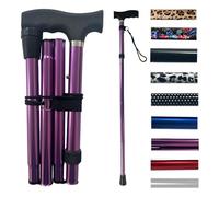 Life Healthcare Folding Walking Stick-Adjustable Height Lightweight Aluminium Cane for Elderly Disabled Men & Women-Non-Slip Rubber Tip Ergonomic Handle & Travel-Friendly Design (Purple)