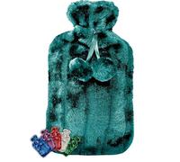 LIFE Healthcare Large Hot Water Bottle with Cosy Fur Cover and Pom Poms. 1.8 Litre Capacity Relieves Body Aches and Pains