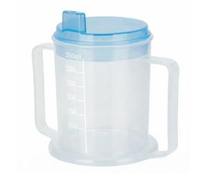Life Healthcare Plastic Drinking Cup for Elderly & Disabled Adults with Anti-Splash Spout & Travel Lid, Straw Compatible, Microwave & Dishwasher Safe Mug for Dementia, Arthritis & Care Use 300ml