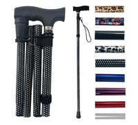 Life Healthcare Walking Stick for Women and Men, for Elderly Or Disabled, Folding Adjustable Height, Right Or Left Handed, Non-Slip Rubber Tip, Wrist Strap, Lightweight (Polka Dot)