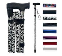 Life Healthcare Walking Stick for Women, for Elderly Or Disabled, Folding Adjustable Height, Right Or Left Handed, Non-Slip Rubber Tip, Wrist Strap, Lightweight (Black Leopard)