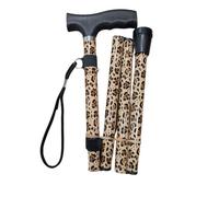 Life Healthcare Walking Stick for Women, for Elderly Or Disabled, Folding Adjustable Height, Right Or Left Handed, Non-Slip Rubber Tip, Wrist Strap, Lightweight (Brown Leopard)