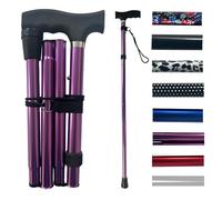 Life Healthcare Walking Stick for Women, for Elderly Or Disabled, Folding Adjustable Height, Right Or Left Handed, Non-Slip Rubber Tip, Wrist Strap, Lightweight (Purple)