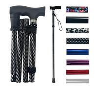Life Healthcare Walking Stick for Women, for Elderly Or Disabled, Folding Adjustable Height, Right Or Left Handed, Non-Slip Rubber Tip, Wrist Strap, Lightweight (Polka Dot)