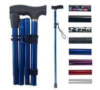 Life Healthcare Walking Stick for Women, for Elderly Or Disabled, Folding Adjustable Height, Right Or Left Handed, Non-Slip Rubber Tip, Wrist Strap, Lightweight (Blue)