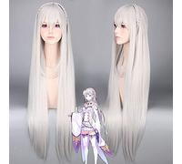Life in a Different World from Zero Re:zero Kara Hajimeru Isekai Seikatsu Emilia Cosplay Wig Gray Long Braid Costume Wigs Anime