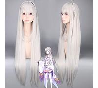 Life in a Different World from Zero Re:zero Kara Hajimeru Isekai Seikatsu Emilia Cosplay Wig Gray Long Braid Costume Wigs Anime