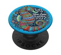 Life in the Slow Lane Seahorse Style - Colorful Ocean Design PopSockets Adhesive PopGrip