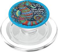 Life in the Slow Lane Seahorse Style - Colorful Ocean Design PopSockets PopGrip for MagSafe