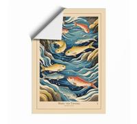 Life in the Stream Japandi Unframed Wall Art Print A3 (42×29.7cm), Wall Decor for Living Room, Bedroom, Office & Home, Art Gift