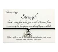 Life Inspirational,Strength Doesn't Come From What You Can Do Handmade Elephant Charm Wish bracelet,Organza Gift bag(Blue)