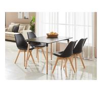 Life Interiors 5Pcs Dining Set - A Black Halo Dining Table & Set Of 4 Black Lorenzo Tulip Chairs With Padded Seat