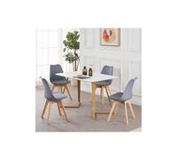 5PCs Dining Set - a Dallas Dining Table & Set of 4 Lorenzo Tulip chairs with Padded Seat Life Interiors Grey One Size
