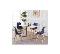 5PCs Dining Set - a Dallas Dining Table & Set of 4 Lorenzo Tulip chairs with Padded Seat Life Interiors Blue One Size