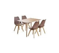 5PCs Dining Set - a Halo Dining Table & Set of 4 Lorenzo Tulip chairs with Padded Seat Life Interiors Brown One Size