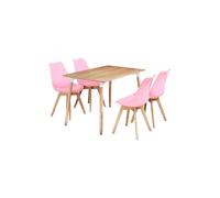 Life Interiors 5Pcs Dining Set - A Halo Dining Table & Set Of 4 Lorenzo Tulip Chairs With Padded Seat In Pink Pink