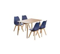 5PCs Dining Set - a Halo Dining Table & Set of 4 Lorenzo Tulip chairs with Padded Seat Life Interiors Blue One Size