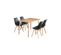 Lorenzo Dining Set with a Halo Table and 4 Dining Chairs - Black