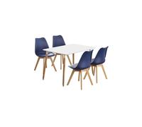 Life Interiors 5PCs Dining Set - a Halo Dining Table & Set of 4 Lorenzo Tulip chairs with Padded Seat in Blue Life Interiors Blue