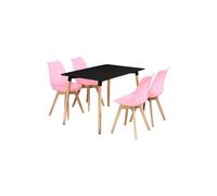 5PCs Dining Set - a Halo Dining Table & Set of 4 Lorenzo Tulip chairs with Padded Seat Life Interiors Pink One Size