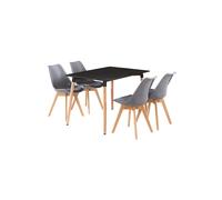 Dining Set includes a Halo Dining Table and Lorenzo Dining Chairs Set of 4 - Grey