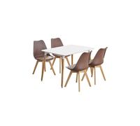 Life Interiors 5PCs Dining Set - a Halo Dining Table & Set of 4 Lorenzo Tulip chairs with Padded Seat in Brown Life Interiors Brown