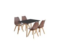 Dining Set includes a Halo Dining Table and Lorenzo Dining Chairs Set of 4 - Brown